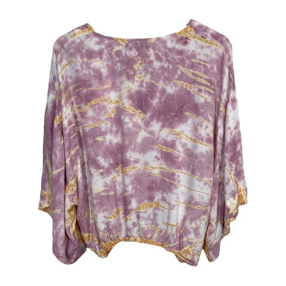Young Fabulous & Broke Tia Top Small Purple Tie Dye Cross Front Kimono Sleeve - Picture 2 of 5